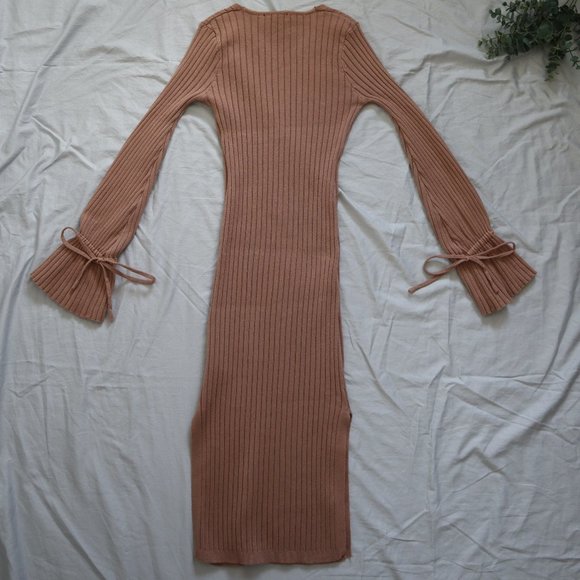 été BELLE Dusty Pink Midi Sweater Dress Medium - Picture 3 of 12